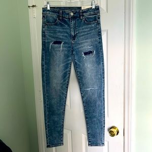 AEO HI-RISE SUPER STRETCH JEGGING :: SUPER SOFT :: SIZE 8 :: BRILLIANT REPAIR